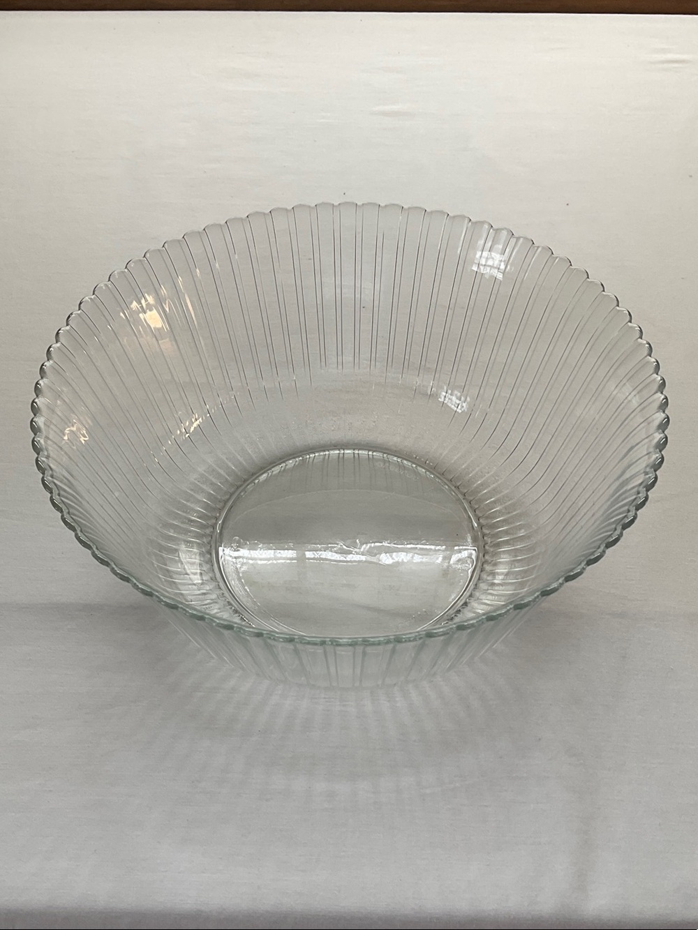 Clear Ribbed Glass Serving Bowl
